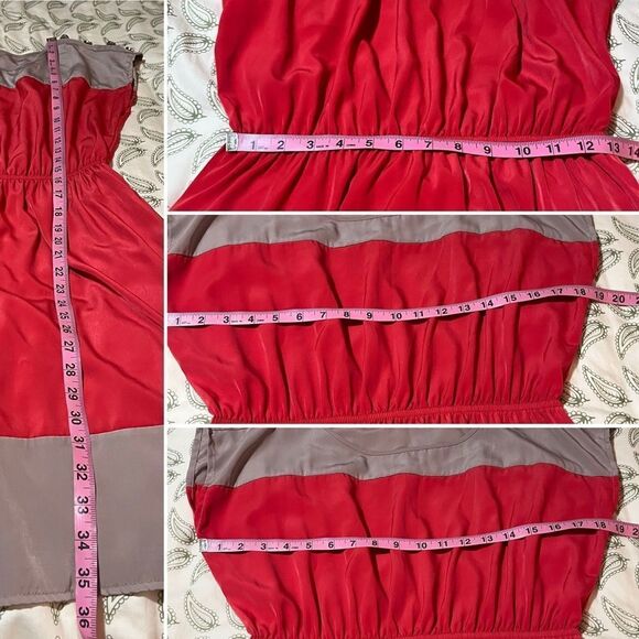 Soprano Short Sleeve Doman Colorblock Mini Dress Coral Red Camel Tan L - Picture 9 of 9